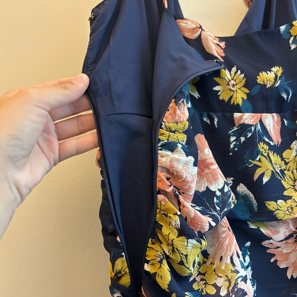 Lulu's Navy Floral Midi Dress with Pink & Yellow Blooms - Picture 8 of 8
